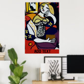 抽象芸術ガール携帯 ポスター (ホームオフィス)