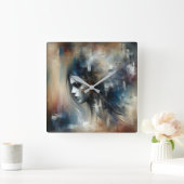 抽象芸術ガール絵画ズ スクエア壁時計 (ホーム)