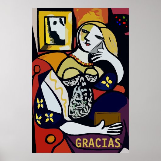 抽象芸術ガール電話,編集文字, Gracias ポスター (正面)
