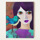 抽象芸術ガール&バードパープルとティール（緑がかった色） パーソナライズされた プランナー手帳 (裏面)