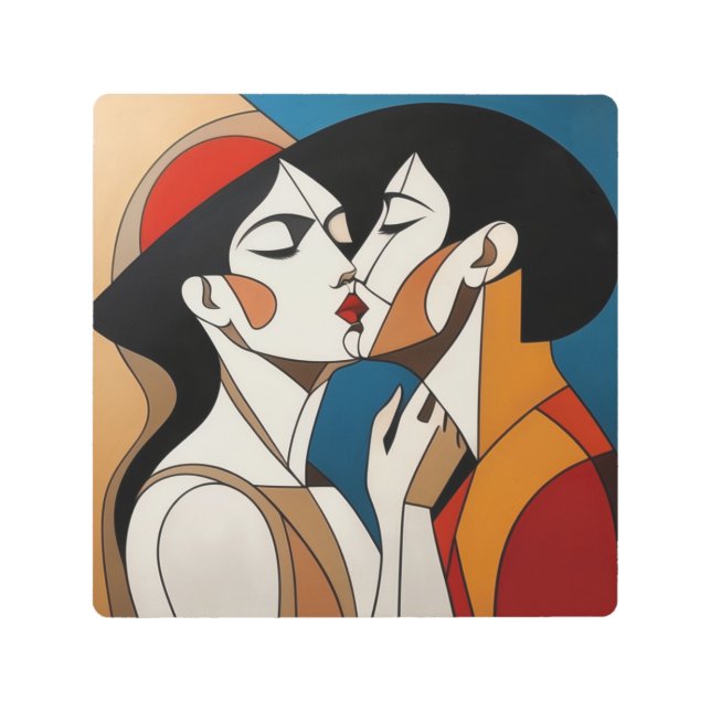 抽象芸術キス メタルプリント (正面)
