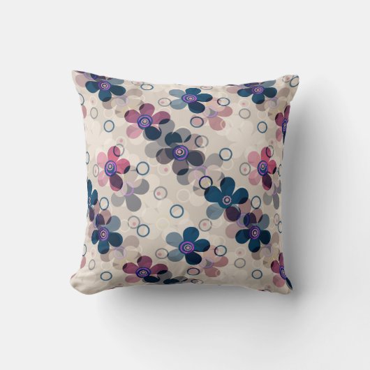 抽象芸術キッズかわいい漫画の花フローラレトロde クッション (正面)