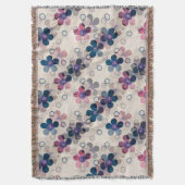 抽象芸術キッズかわいい漫画の花フローラレトロde スローブランケット (正面縦)