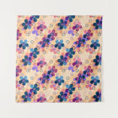 抽象芸術キッズかわいい漫画の花フローラレトロde タペストリー (正面(横))