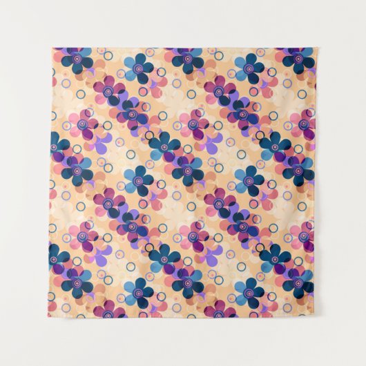 抽象芸術キッズかわいい漫画の花フローラレトロde タペストリー (正面)