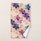 抽象芸術キッズかわいい漫画の花フローラレトロde バスタオルセット (ハンドタオル)