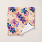 抽象芸術キッズかわいい漫画の花フローラレトロde バスタオルセット (ウォッシュタオル)