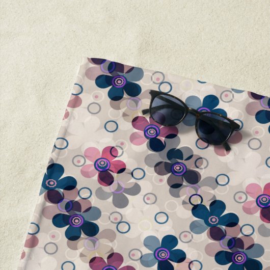 抽象芸術キッズかわいい漫画の花フローラレトロde ビーチタオル (インサイチュ)