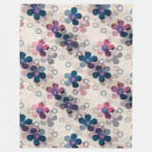 抽象芸術キッズかわいい漫画の花フローラレトロde フリースブランケット (正面)