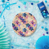 抽象芸術キッズかわいい漫画の花フローラレトロde ペーパープレート (パーティー)