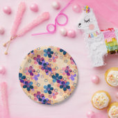 抽象芸術キッズかわいい漫画の花フローラレトロde ペーパープレート (パーティー)