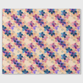 抽象芸術キッズかわいい漫画の花フローラレトロde ラッピングペーパー (フラット)