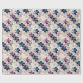 抽象芸術キッズかわいい漫画の花フローラレトロde ラッピングペーパー (フラット)