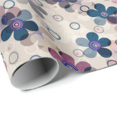 抽象芸術キッズかわいい漫画の花フローラレトロde ラッピングペーパー (ロールコーナー)