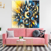 抽象芸術キャンバス印刷（青、黄、黒） キャンバスプリント (インサイチュ (リビング))