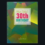 抽象芸術キュビズムのシェイプ30th Birthday Guest Book 7a ノートブック<br><div class="desc">美しい抽象芸術の背景(アクア、ターコイズ、黄色と緑の色の正方形)半透明白の正方形のラベル(小さな透明)と名前、日付と誕生日のための。この30歳の誕生日のゲストブックは全てカスタマイズ可能。</div>