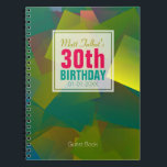 抽象芸術キュビズムのシェイプ30th Birthday Guest Book 7a ノートブック<br><div class="desc">美しい抽象芸術の背景(アクア、ターコイズ、黄色と緑の色の正方形)半透明白の正方形のラベル(小さな透明)と名前、日付と誕生日のための。この30歳の誕生日のゲストブックは全てカスタマイズ可能。</div>