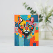 抽象芸術キュビズム猫芸術 ポストカード (スタンド正面)