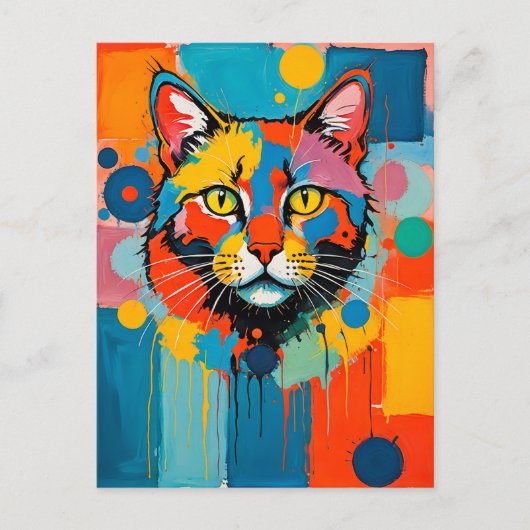 抽象芸術キュビズム猫芸術 ポストカード (正面)