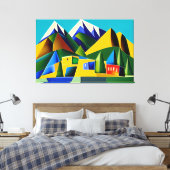 抽象芸術キュービストマウンテンズキャンバスプリント キャンバスプリント (インサイチュ (寝室))