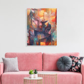 抽象芸術キュービズムのシリーズ – 3 キャンバスプリント (インサイチュ (リビング))