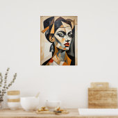 抽象芸術キュービズムポートレートピカソインスパイアメール ポスター (キッチン)