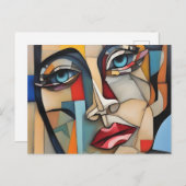 抽象芸術キュービズム女性顔 ポストカード (正面/裏面)