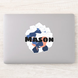 抽象芸術キューブジオメトリックブルーオレンジ名前をカスタムする シール