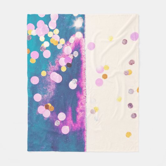 抽象芸術キラキラ色の水色スプラッシュ フリースブランケット (正面)