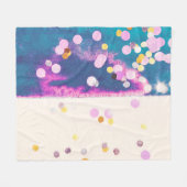抽象芸術キラキラ色の水色スプラッシュ フリースブランケット (正面(横))