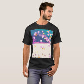抽象芸術キラキラ色の水色スプラッシュ Tシャツ (正面フル)