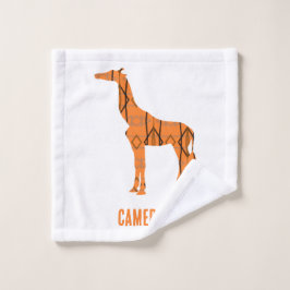 抽象芸術キリンのシルエットモノグラム ウォッシュタオル