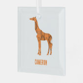 抽象芸術キリンのシルエットモノグラム ガラスオーナメント (正面左)