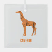 抽象芸術キリンのシルエットモノグラム ガラスオーナメント (正面)