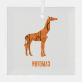 抽象芸術キリンのシルエットモノグラム ガラスオーナメント (裏面)