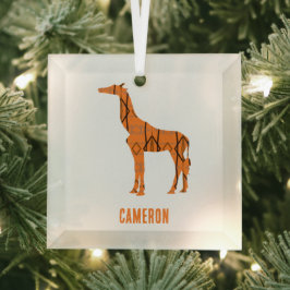 抽象芸術キリンのシルエットモノグラム ガラスオーナメント