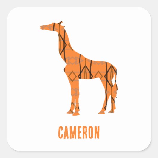 抽象芸術キリンのシルエットモノグラム スクエアシール (正面)