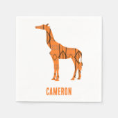 抽象芸術キリンのシルエットモノグラム スタンダードカクテルナプキン (正面)