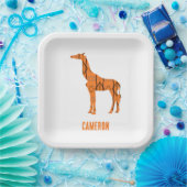 抽象芸術キリンのシルエットモノグラム ペーパープレート (パーティー)