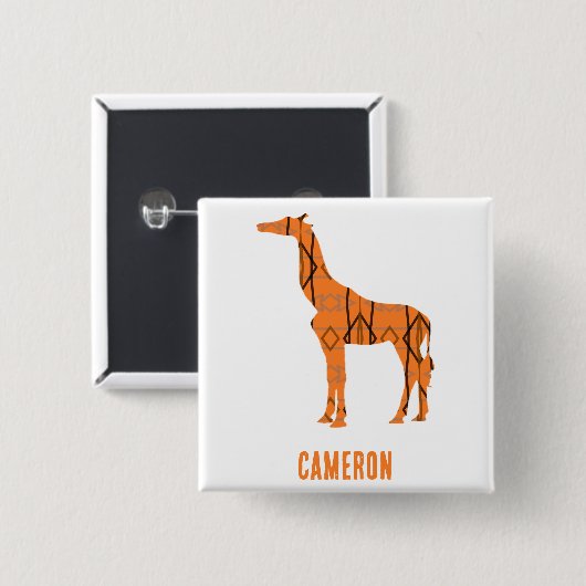 抽象芸術キリンのシルエットモノグラム 缶バッジ (正面&裏面)