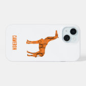 抽象芸術キリンのシルエットモノグラム iPhone 15ケース (裏面横)