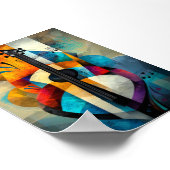 抽象芸術ギターアート – 幾何学音楽デザイン ポスター (角)