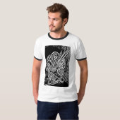 抽象芸術ギタープレイヤーミュージシャンオリジナルアート Tシャツ (正面フル)