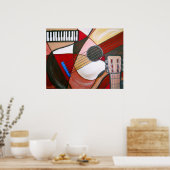 抽象芸術ギター ポスター (キッチン)