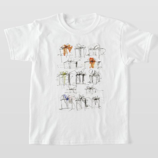 抽象芸術ギフトボックスパターン Tシャツ (レイダウン)