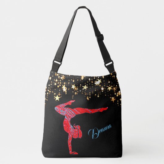 抽象芸術ギムナスト金ゴールドスターパーソナライズされたトート クロスボディバッグ (正面)