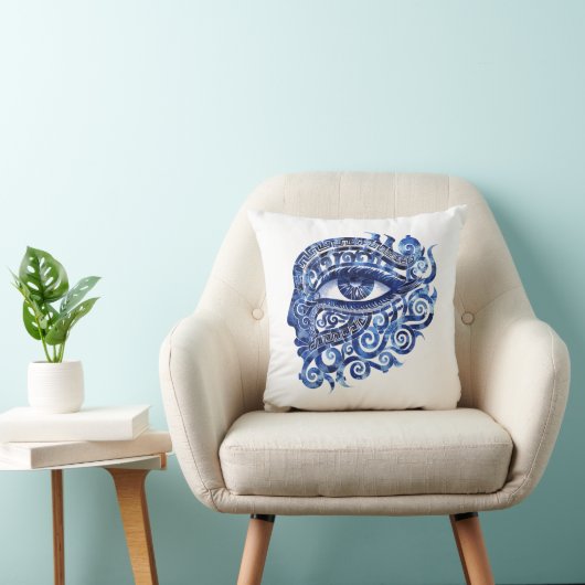 抽象芸術ギリシャの邪悪な目とギリシャの鍵 クッション (椅子)