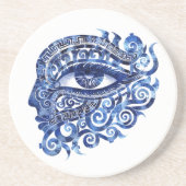 抽象芸術ギリシャの邪悪な目とギリシャの鍵 コースター (正面)