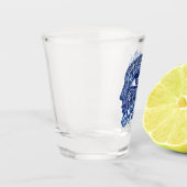 抽象芸術ギリシャの邪悪な目とギリシャの鍵 ショットグラス (左)