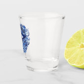 抽象芸術ギリシャの邪悪な目とギリシャの鍵 ショットグラス (右)